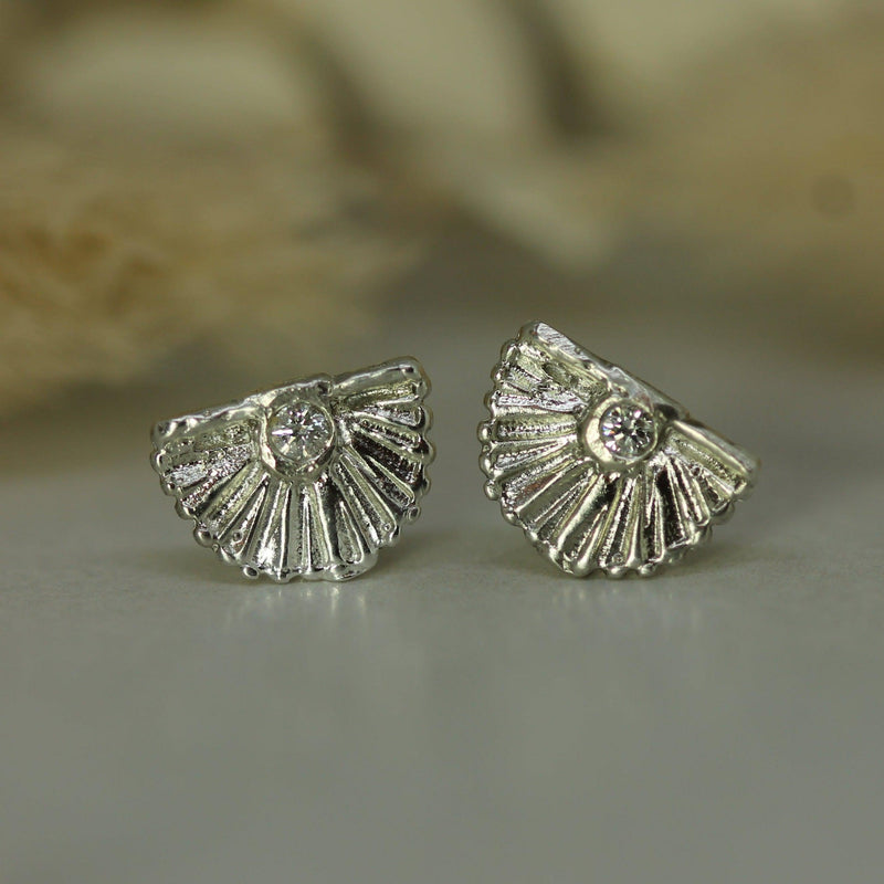 sterling silver white sapphire sunset studs 