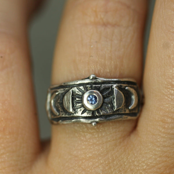 Moon Goddess Blue Sapphire Ring