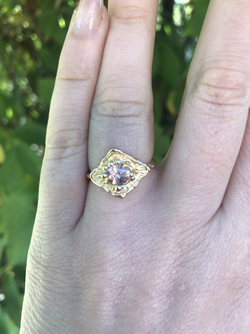 Peach Sapphire Celestial Ring