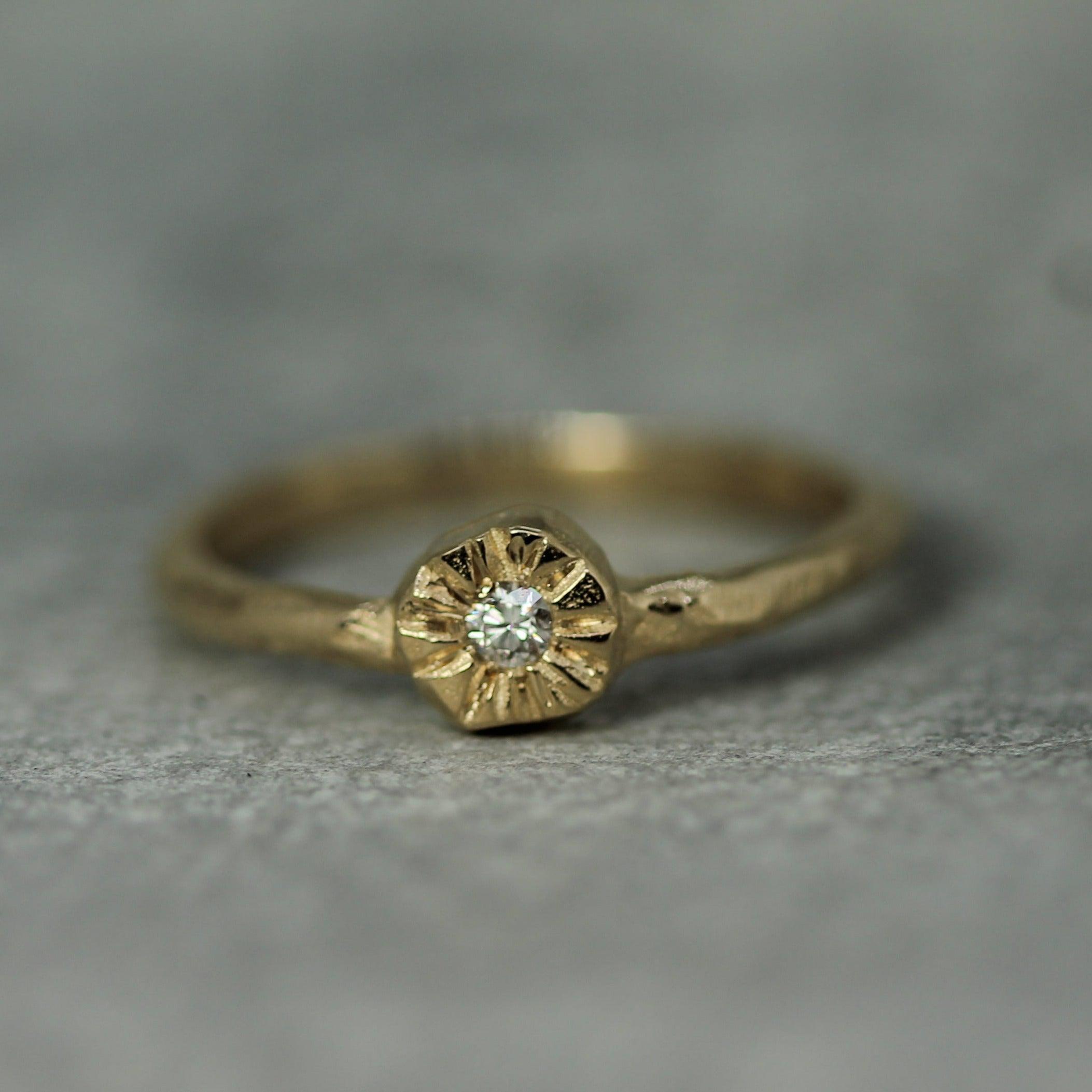 Little Sun Diamond Ring | Simple Diamond Ring | Sun Diamond Ring – Emma ...