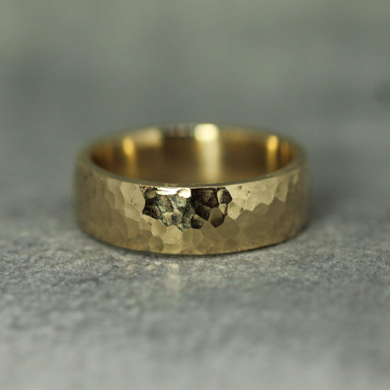 14k yellow gold hammered band 