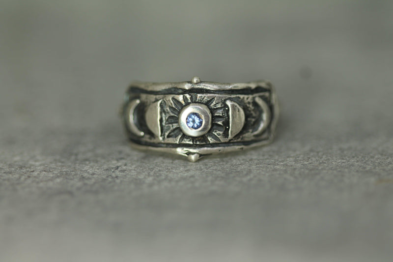 Moon Goddess Blue Sapphire Ring