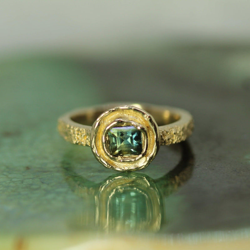Deep Sea Green Sapphire Ring