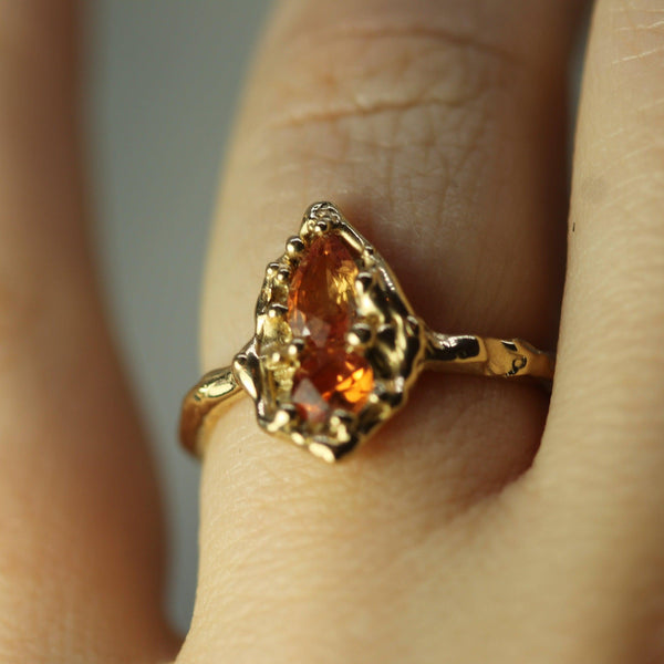 Sunset Shield Sapphire Ring
